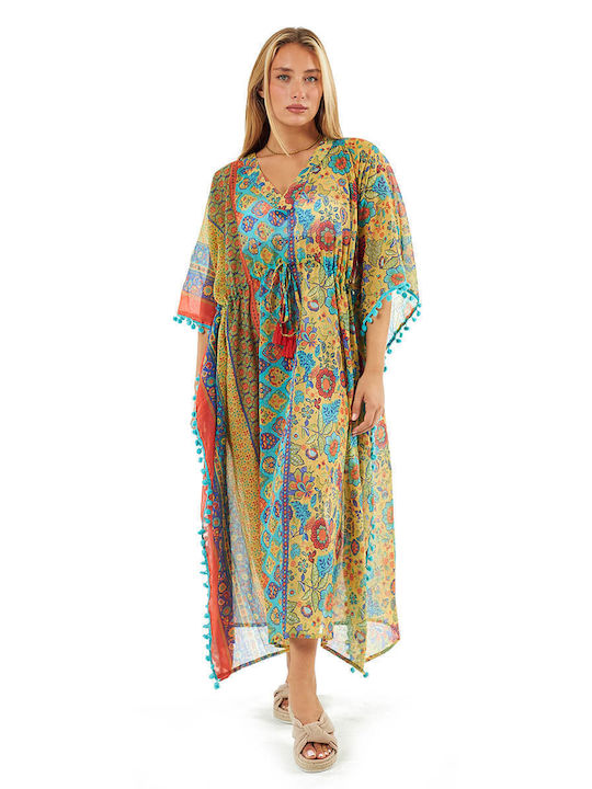 Verde Feminin Caftan de Plajă Multicolor