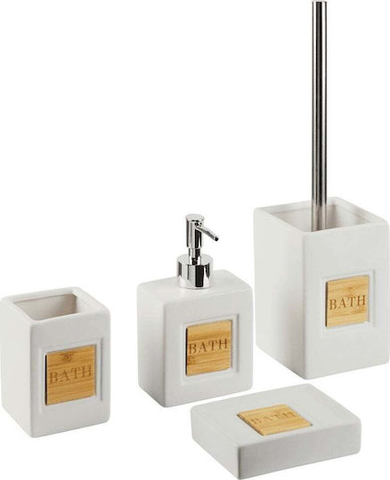 Beliani Badezimmer-Accessoire-Set Keramik Beige 4Stück