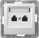 Ospel Διπλή Πρίζα Δικτύου και Τηλεφώνου RJ45/RJ11 χωρίς Πλαίσιο σε Λευκό Χρώμα GPT-2YN/m/00