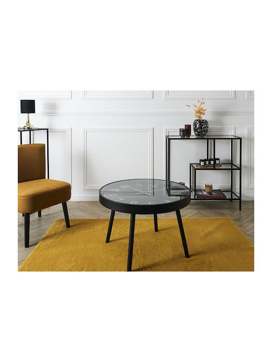 Round Side Coffee Table Made of Black Solid Wood W70xL70xH50cm