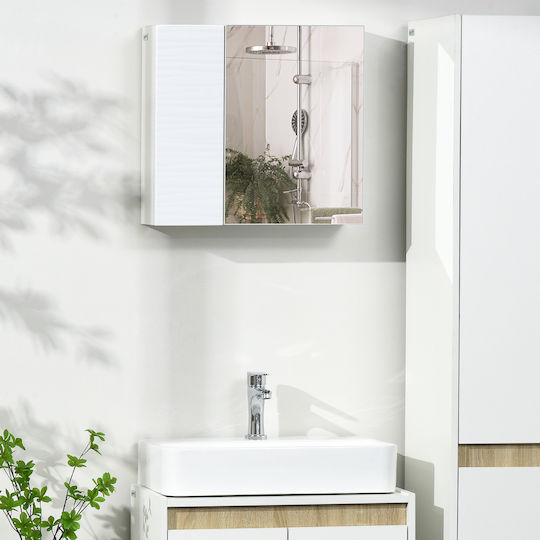 Kleankin 834-502V00WT Ορθογώνιος από Μοριοσανίδα με Ράφι & Ντουλάπι 48x15cm Λευκός