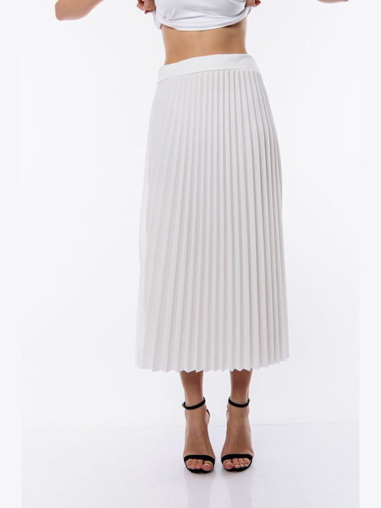 Long Pleated Skirt White