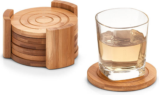 Zeller Rotund Suporturi pentru pahare Lemn cu Suport Bej 12.7cm 7buc Zeller Rotund Suporturi pentru pahare Lemn cu Suport Bej 12.7cm 7buc