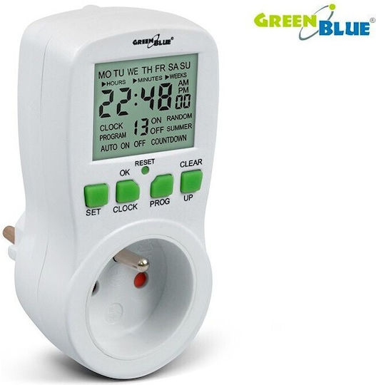 Green Blue Virone Digital Zeitschaltsteckdose Täglicher mit Rückwärtszähler und Zufälligem Programmieren
