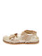 Leather Women's Flat Sandals in Gold Color