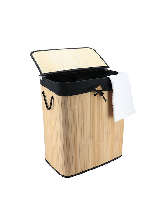 Spitishop Wäschekorb aus Bamboo mit Deckel 52x32x63cm Schwarz