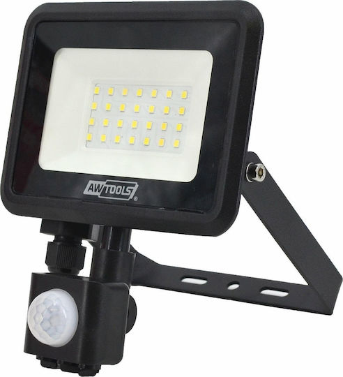 AWTools Waterproof LED Floodlight 20W Cold White 6000K with Motion Sensor IP44