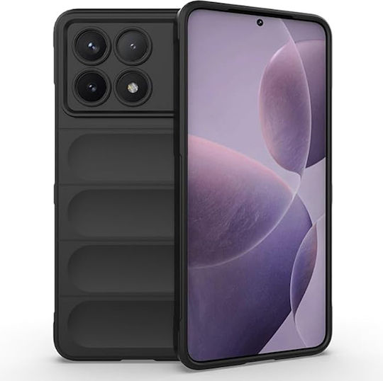 Techsuit Magic Umschlag Rückseite Silikon Schwarz (Poco X6 Pro)