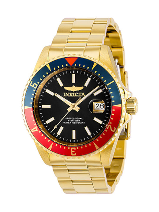 Invicta Ανδρικό Ρολόι 44mm Αυτόματο με Χρυσό Μεταλλικό Μπρασελέ