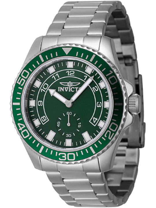 Invicta Ανδρικό Ρολόι 44mm Μπαταρίας με Ασημί Μεταλλικό Μπρασελέ