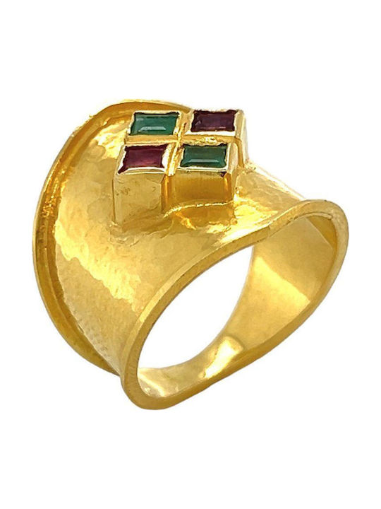 Xryseio Ring with Stones made of Gold 18K