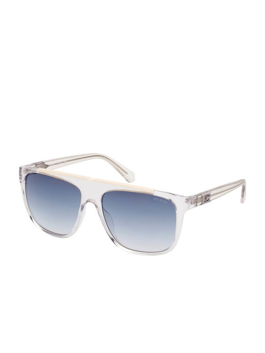 Guess Men's Sunglasses with Transparent Plastic Frame and Blue Gradient Lens GU00123 26W