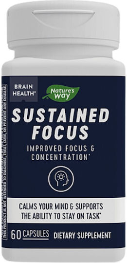 Nature's Way Sustained Focus Специална Хранителна Добавка за Памет и Концентрация 60 Капсули