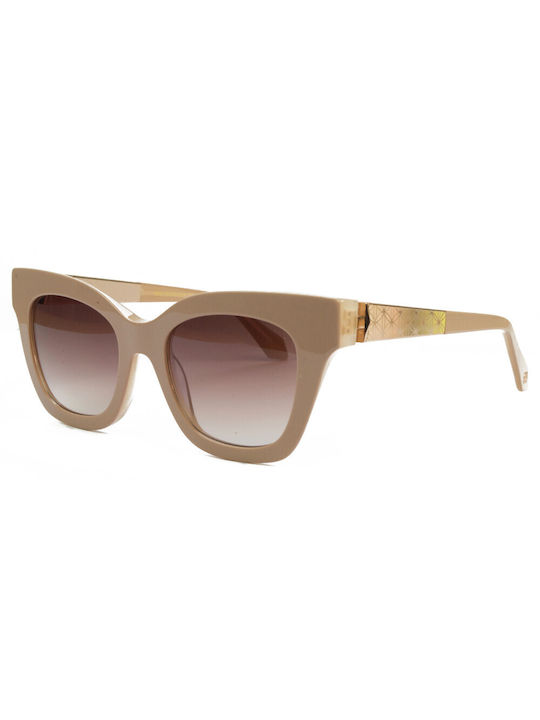 Ana Hickmann Women's Sunglasses with Beige Plastic Frame and Brown Gradient Lens AH9373 H03