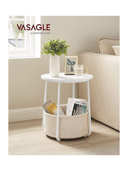 Round White Wooden Side Coffee Table W45xL45xH50cm