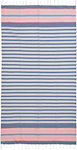 Prosop de plajă din bumbac Pestemal albastru-alb-roz 90x180cm Ble 5-46-509-0034