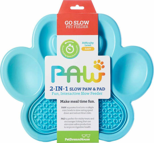 Pet Dream House Paw 2in1 Blau 30x30x3cm Interaktiver Langsamer Futterautomat