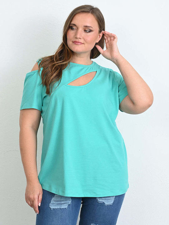 Bubble Chic pentru Femei Bluză din Bumbac Verde