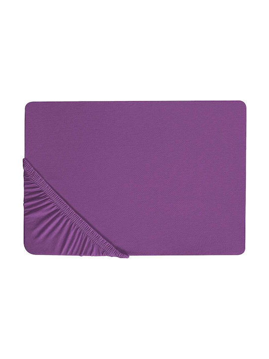 Beliani Σεντόνι Μονό Βαμβακερό Purple 180x200cm