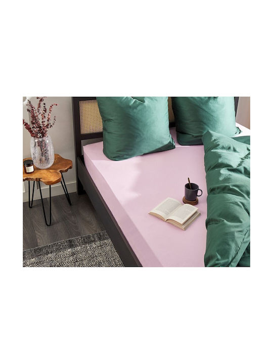 Beliani Σεντόνι Μονό Βαμβακερό Pink 200x200cm