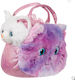 Weiße Katze Plüsch Lila Glitzer Tasche