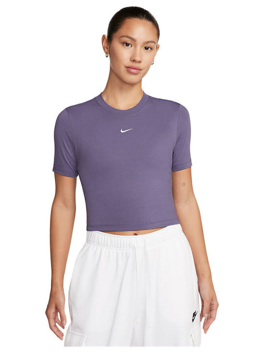Nike Женска Спортна Кроп Тениска Лилав