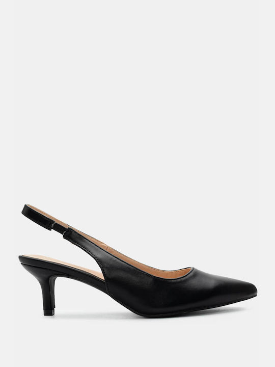 Luigi Synthetic Leather Pointed Toe Black Medium Heels