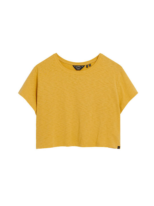 Superdry D1 Stud Slouchy Women's Crop T-shirt Yellow