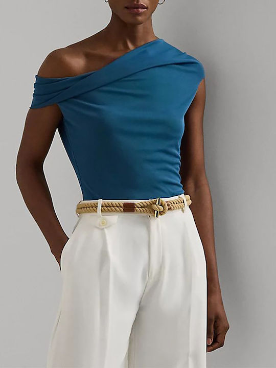Ralph Lauren Damen Bluse Baumwolle mit einem Schulter Indigo
