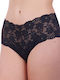 Hochtailliert Damen Slip mit Spitze Black