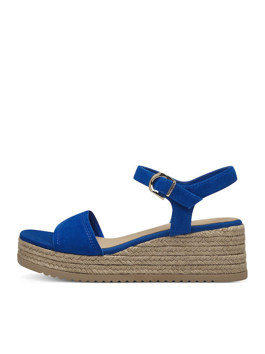 Anatomic Women's Leather Ankle Strap Platforms Blue