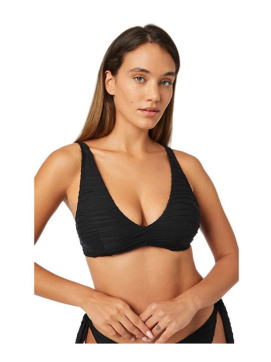 Minerva Padded Triangle Bikini Top with Adjustable Straps black