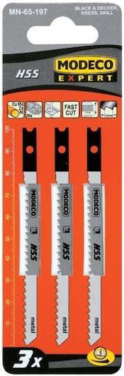Modeco MN-65-197 Jig Saw Blades for Metal 100mm 3 Pieces