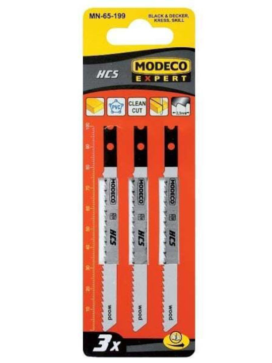 Modeco Jig Saw Blade for Wood 100mm 3pcs MN-65-201