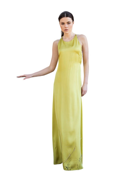 Aggel Maxi Evening Dress Satin Yellow