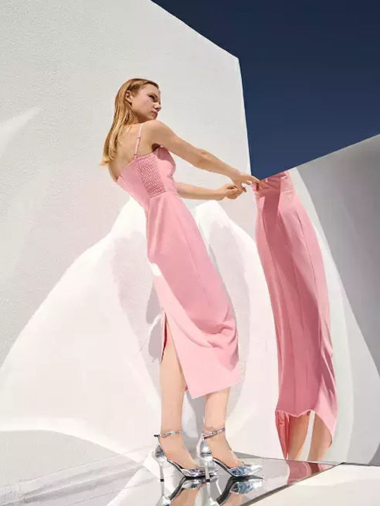 Desiree Kleid mit Schlitz Pink