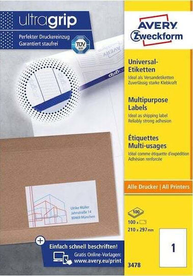 Avery Etichete autoadezive A4 Dreptunghiulare 210x297mm