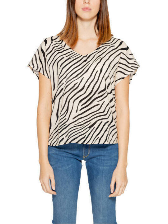 Jacqueline De Yong Γυναικείο T-shirt Animal Print Λευκό