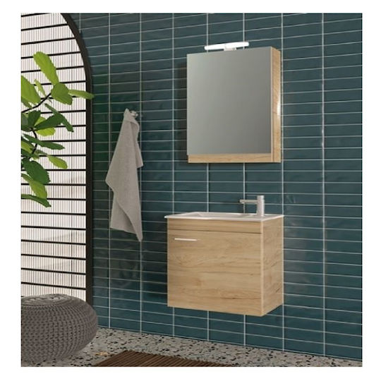 Savvopoulos Waschtisch mit Waschbecken mit Licht Glanzlack Pendant Bathroom Furniture Emily 3 Mdf 50cm: