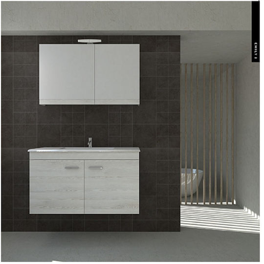 Savvopoulos Waschtisch mit Waschbecken mit Licht Glanzlack Pendant Bathroom Furniture Emily 1 Mdf 80cm