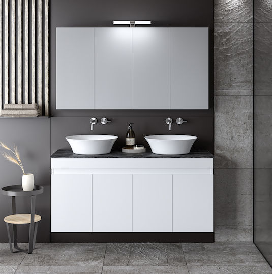 Martin Countertop with Sink & Mirror Melamine L120xW60xH46cm White/grey