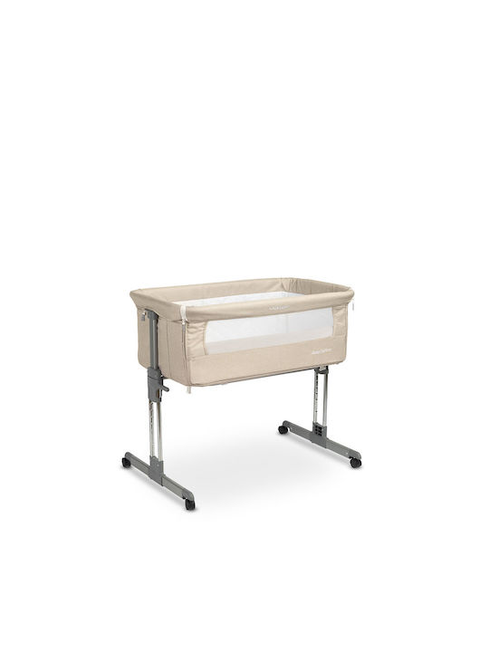 Caretero Cradle Sleep2gether with Mattress, Side Opening, and Wheels Beige