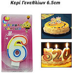 Birthday Candles 6.5cm Number 6