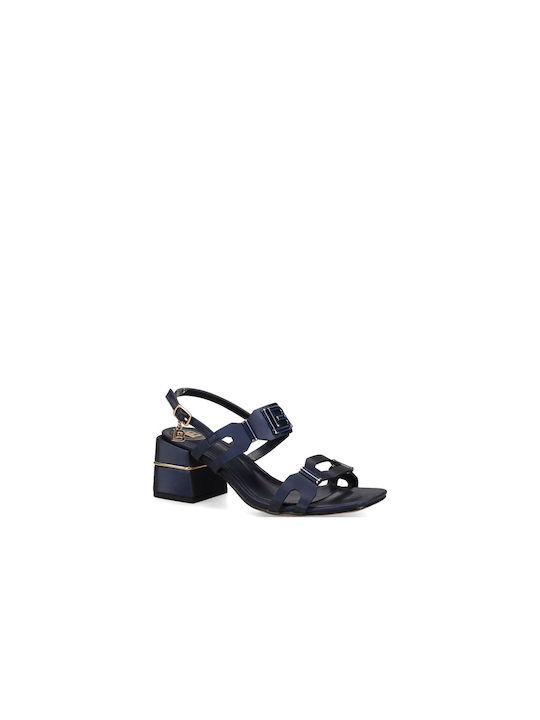 Laura Biagiotti Synthetic Leather Women's Sandals Blue with Medium Heel
