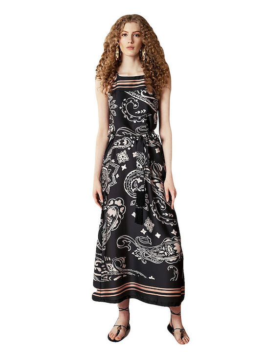 Printed Satin Maxi Dress