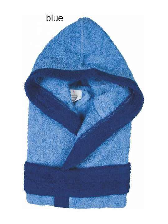 Flamingo Kids Hooded Bathrobe Blue-Blue