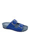 Leather Women's Flat Sandals Anatomic in Blue Color