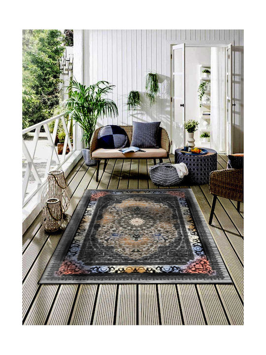 Rug Rectangular with Fringes Charcoal grey