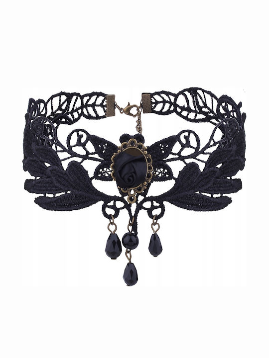 Lace Embroidered Black Choker Necklace Gothic Ch07