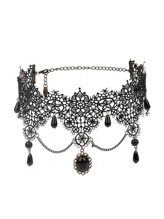 Lace Embroidered Black Choker Necklace Gothic Ch05
